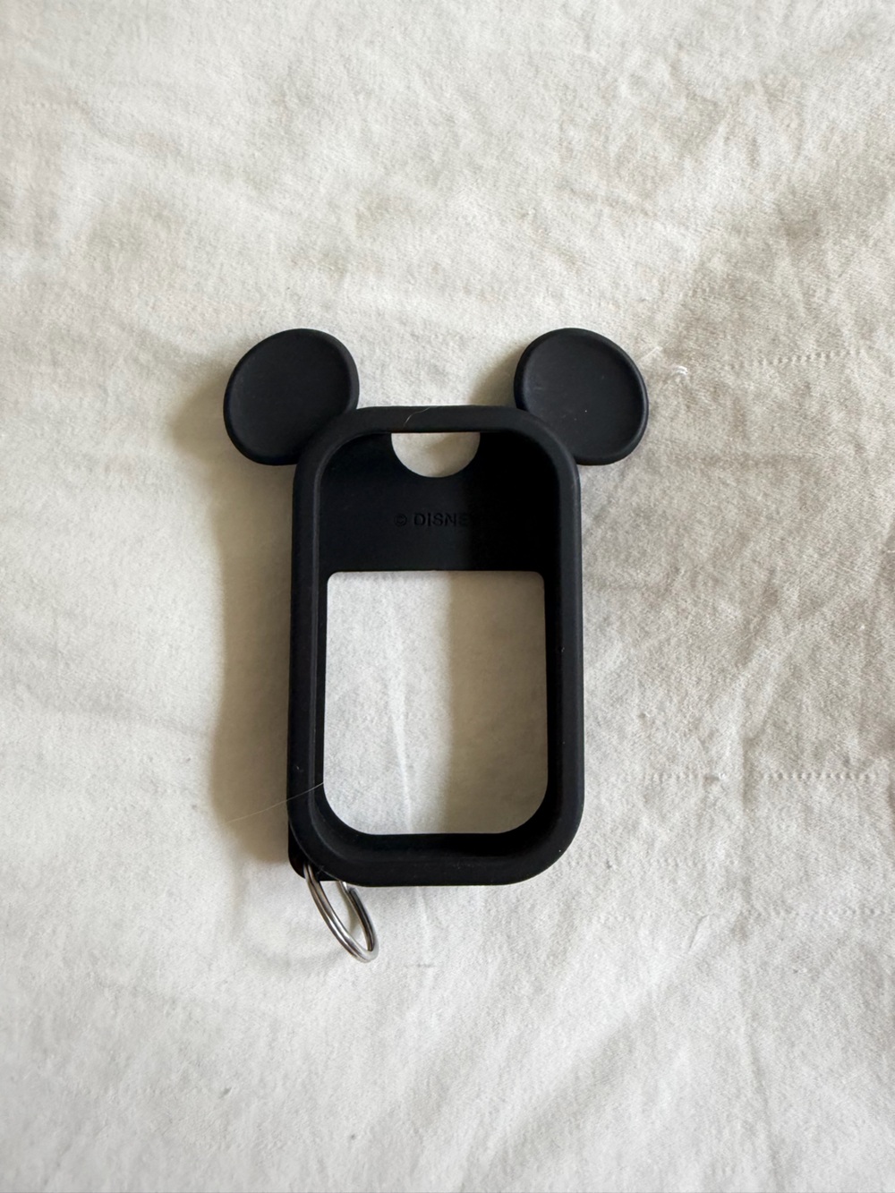 Disney Black Silicone Mickey Ear Touchland Hand Sanitizer Case Keychain